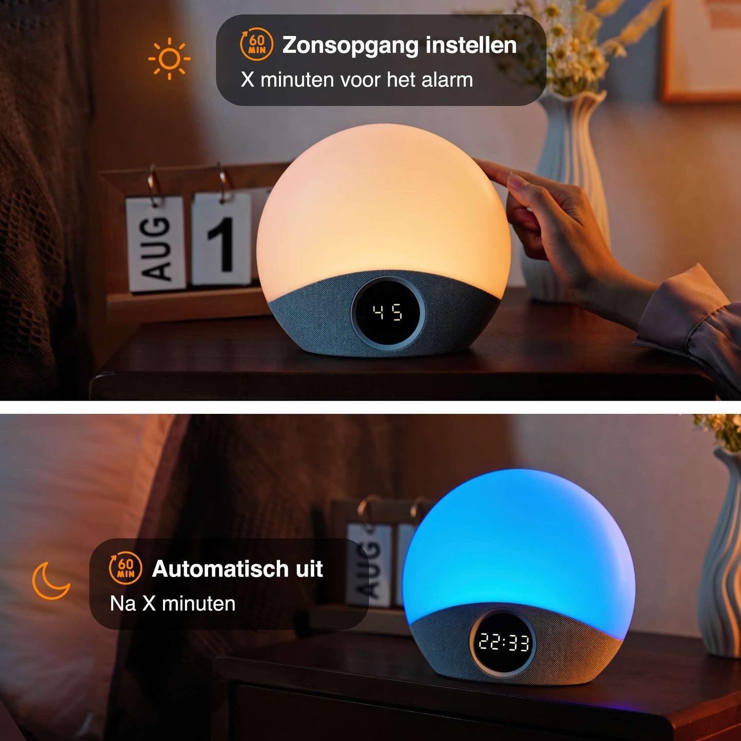 Smart nachtlamp met zonsopkomst simulatie