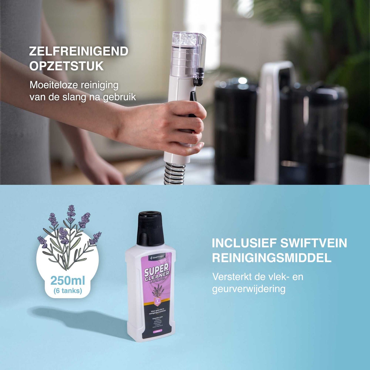 Swiftvein Vortex Bank Reiniger Zelfreinigend Opzetstuk en Lavendel Reinigingsmiddel