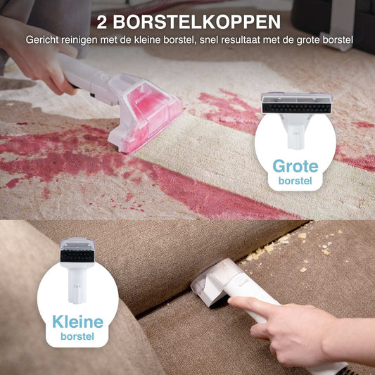 Swiftvein Vortex Bankreiniger met 2 verschillende opzetborstels