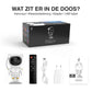 Swiftvein box with astronaut figurine, remote control, adapter, and USB cable on a white background