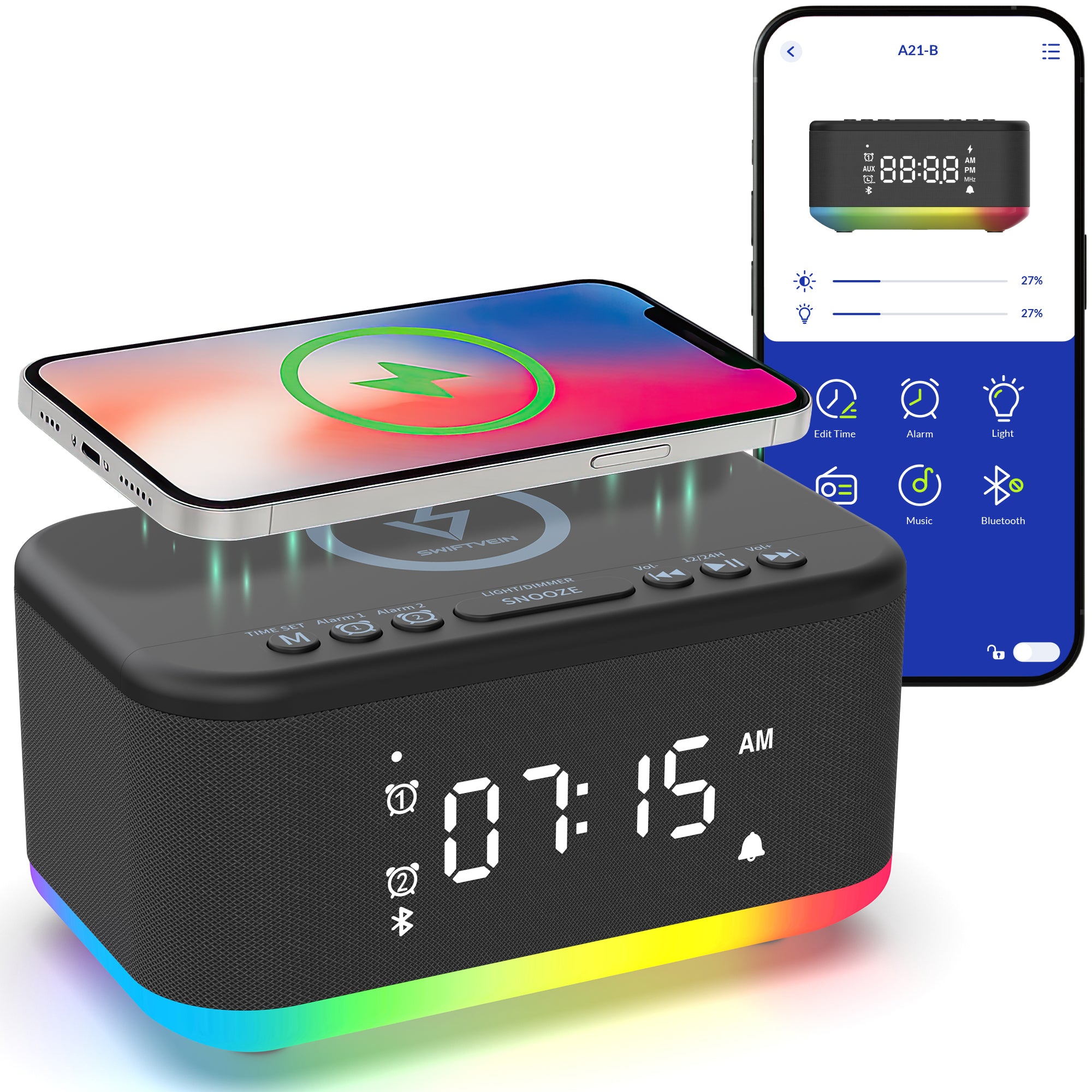 DLW1 – <a href= class=drsmartseo-link>Bureaulamp</a> Met 3 In 1 Oplader – 15W -Geschikt voor Telefoon, Smartwatch & Draadloze oordoppen - Wit | Officiële Shop