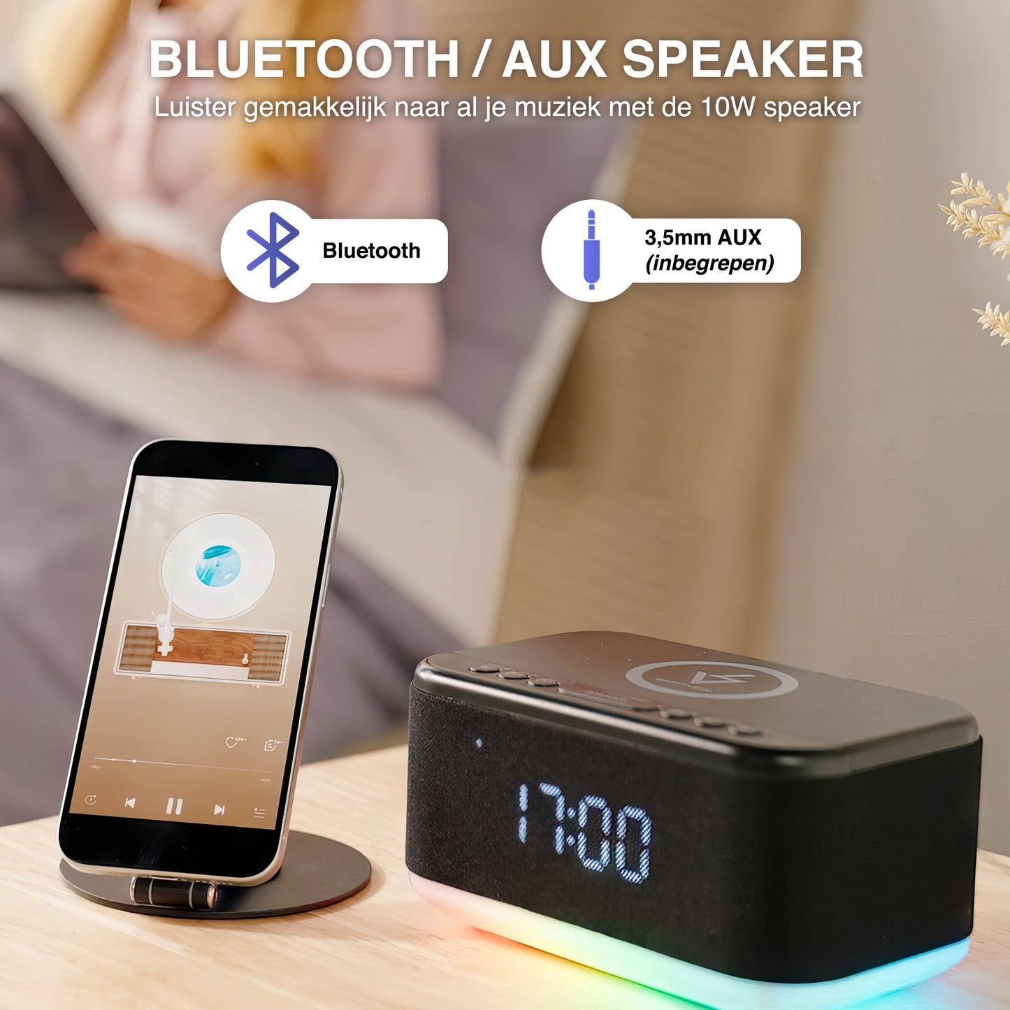 Swiftvein Rise Alarm Clock Bluetooth Speaker