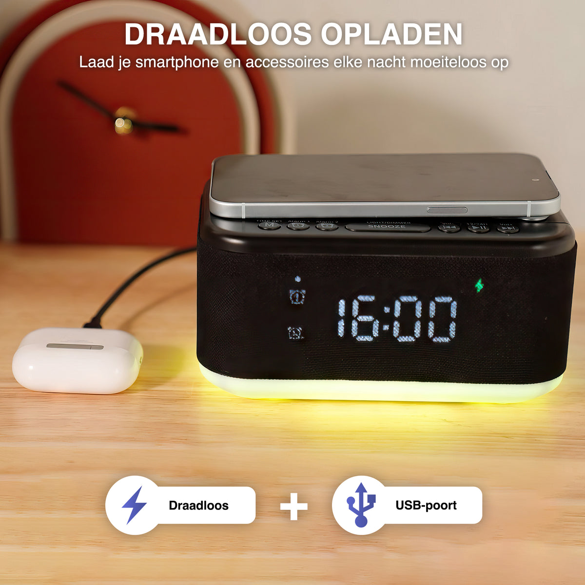 Swiftvein Rise Alarm Clock Wireless Charging