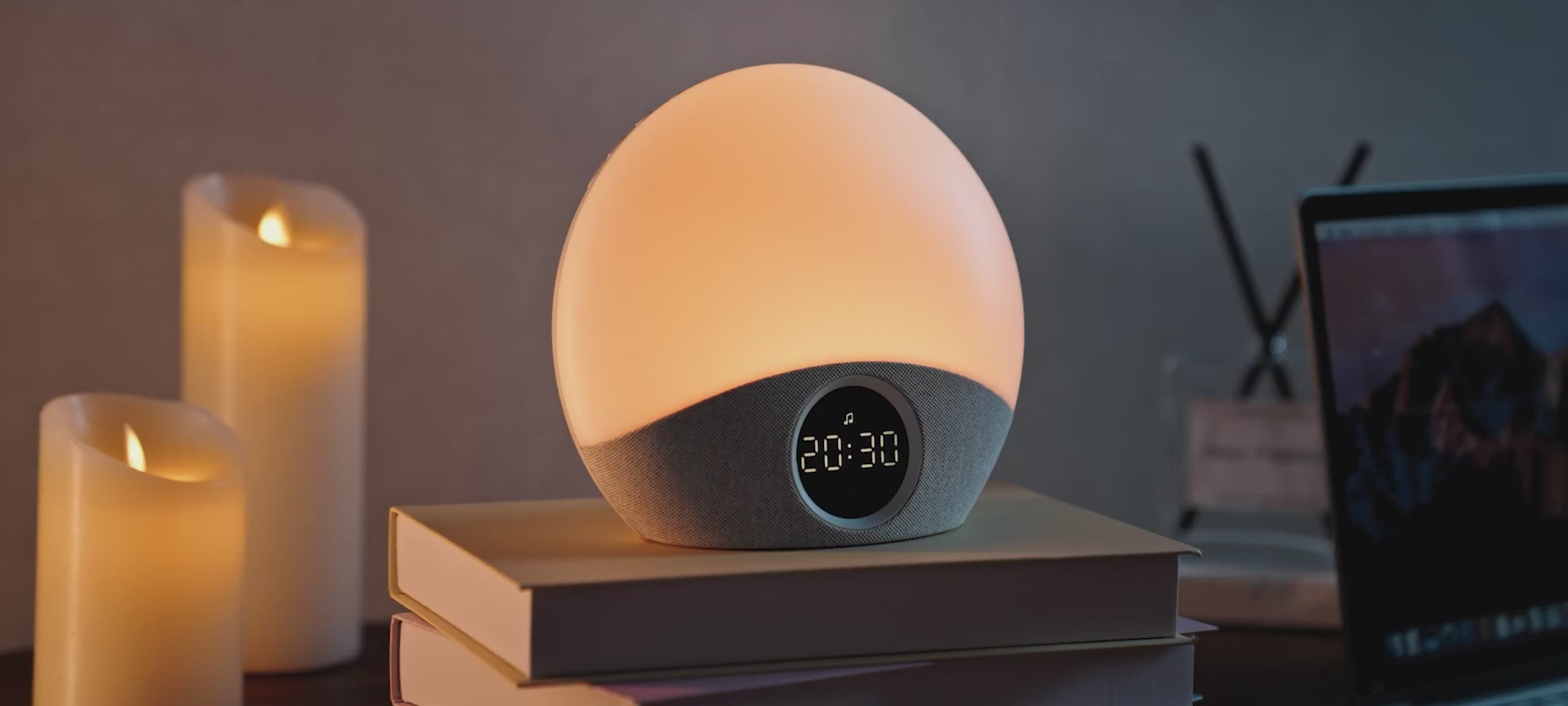 Solara wake-up light in a calm bedroom